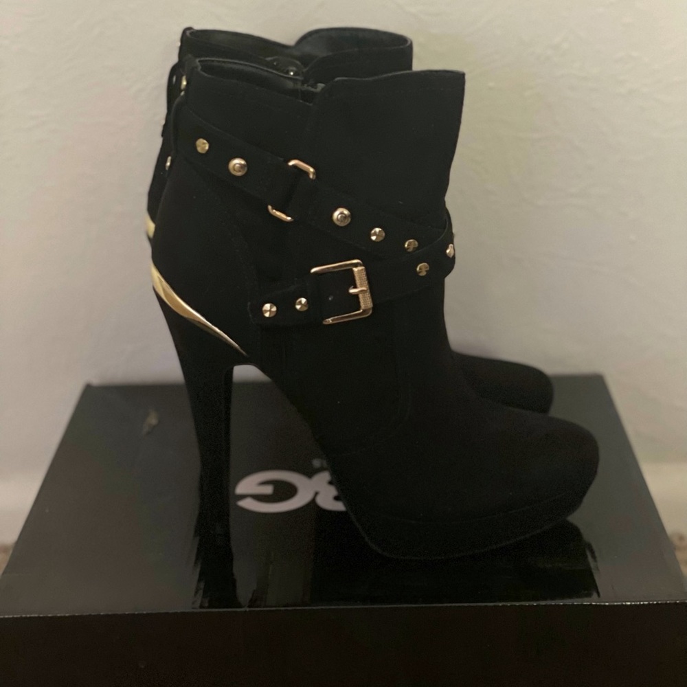 Black Suede Booties. Never been worn